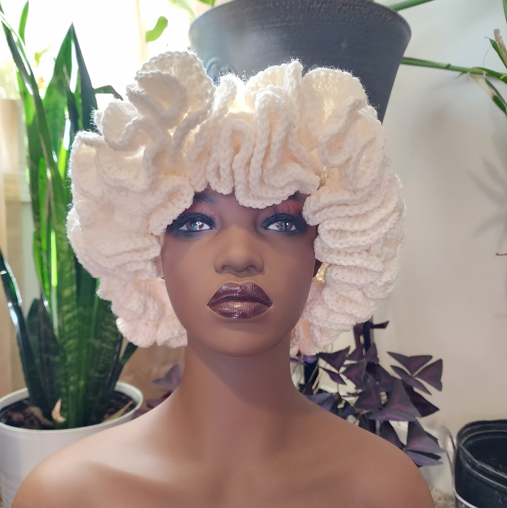 Handmade ruffled bucket hat